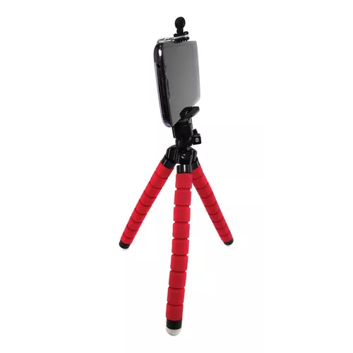 TRIPOD UNIVERSAL CON SOPORTE PARA CELULAR Y SUS PATAS SON DE GOMA RESISTENTE Y SON ELASTICAS SE PUEDEN DOBLAR