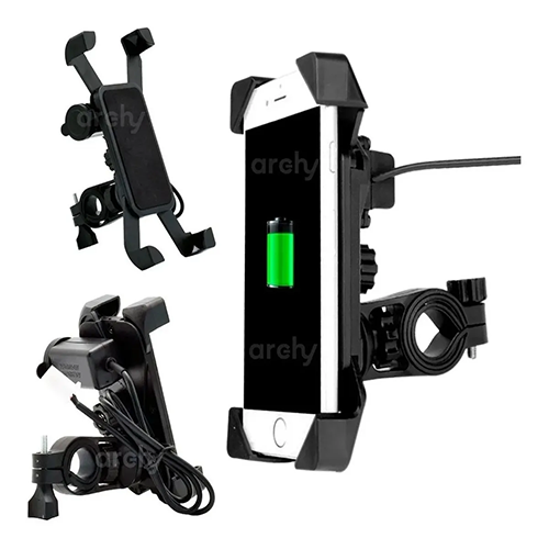 SOPORTE PARA CELULAR INNOVATECH CON CARGADOR INCLUIDO TIENE PARA AGARRARSE EN EL MANUBRIO REF: NH-MOT/05