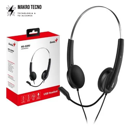DIADEMAS GENIUS DE CABLE USB CON MICROFONO TIPO CALLCENTER REF: HS-220U